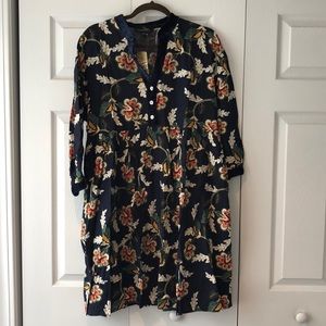Suzanne Betro XL NWT Navy Floral Velvet Trim Dress